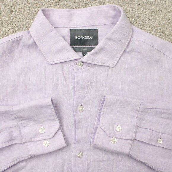 Bonobos Other - Bonobos‎ Shirt Mens Large Pink Slim Fit Linen/Cotton Long Sleeve Cutaway Collar